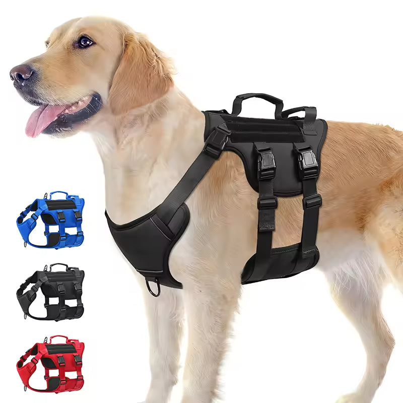 Tactical Dog Harness Vest – Adjustable, No-Pull, Reflective with Dual Handles