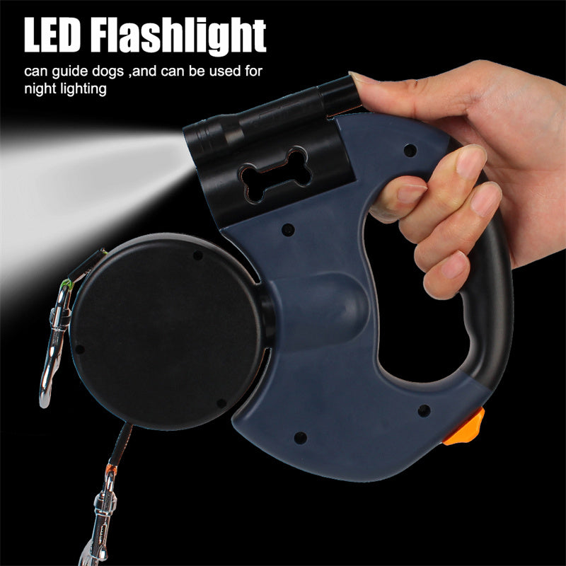 Retractable Dog Leash for Small Dogs – Reflective, 360° Swivel, Dual Dog Control