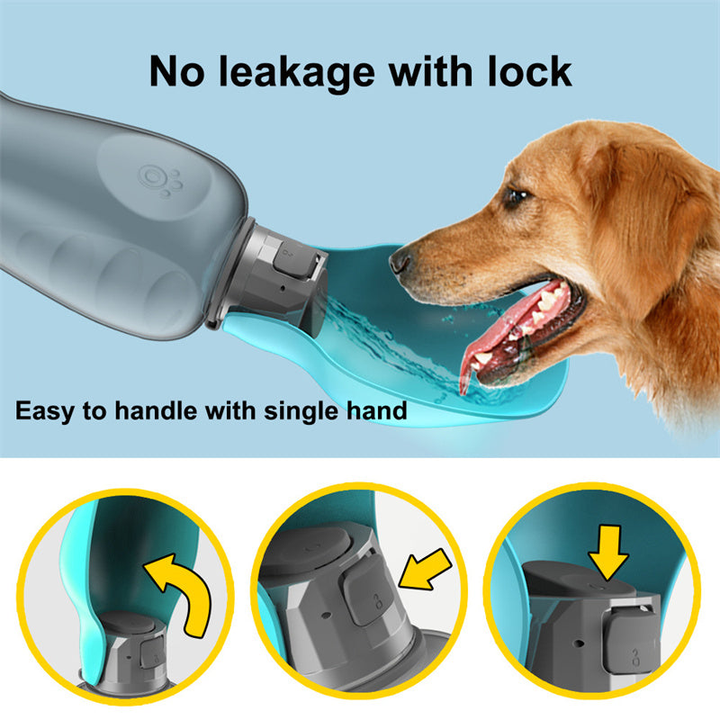 Portable Dog Water Bottle with Foldable Bowl – Leakproof & High Capacity