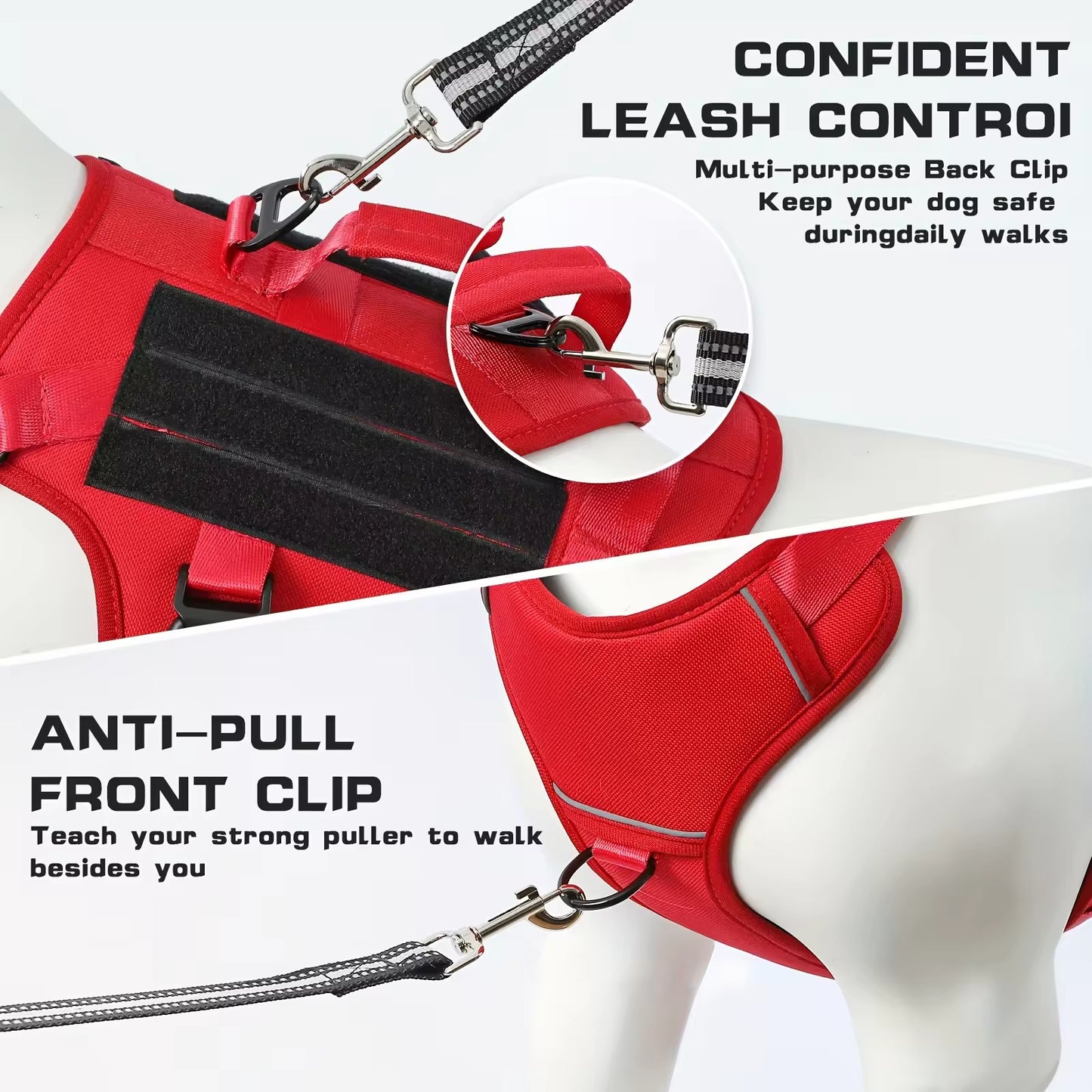 Tactical Dog Harness Vest – Adjustable, No-Pull, Reflective with Dual Handles