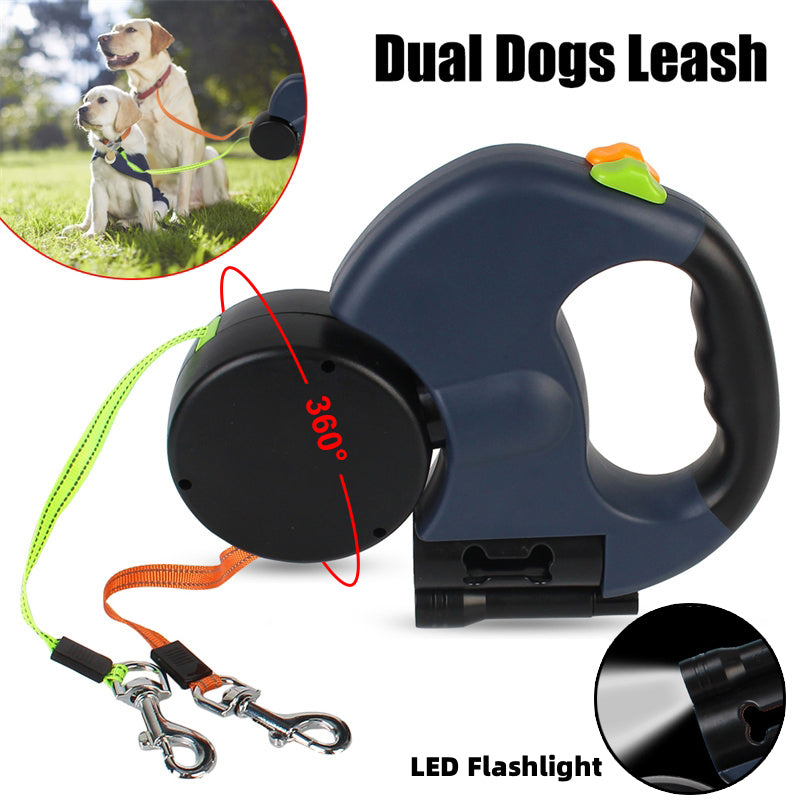 Retractable Dog Leash for Small Dogs – Reflective, 360° Swivel, Dual Dog Control